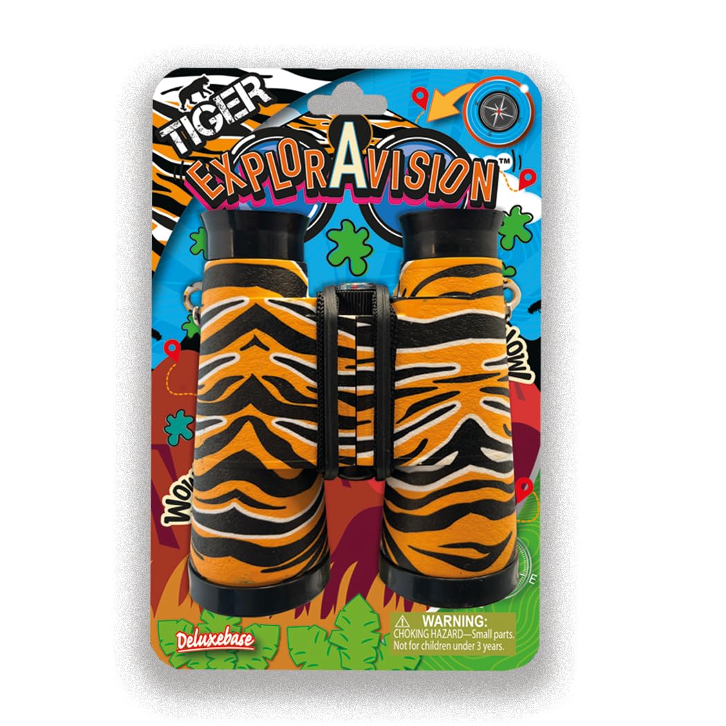 ExplorAvision - Tiger Binocular from Deluxebase. Safari Portable and Compact Binoculars for Kids. Educational Animal Explorer fo