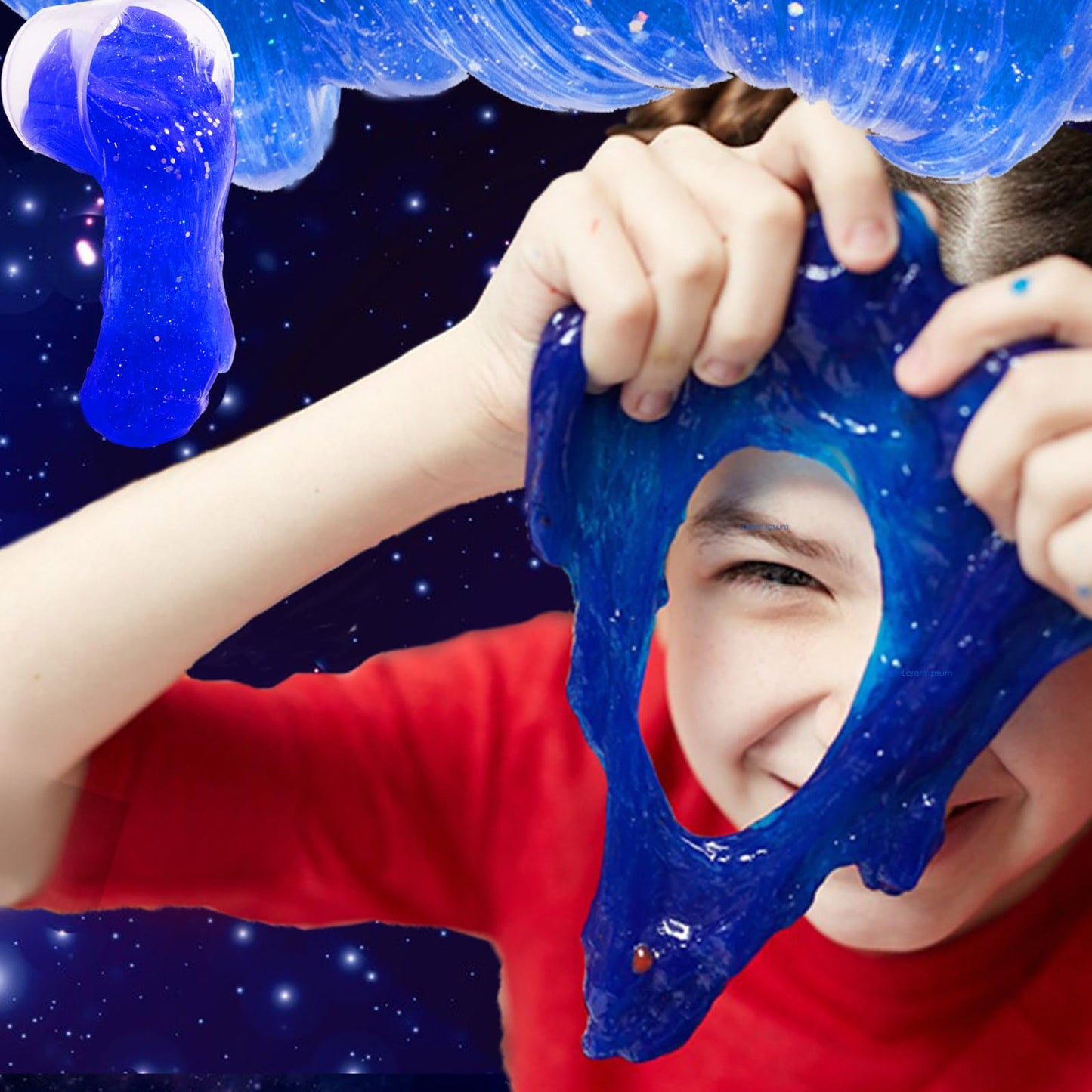 24 Pack Blue Galaxy Star Slime,Party Favor For Kids Girls & Boys,Non Sticky, Stress & Anxiety Relief, Wet, Super Soft Sludge Toy, Easter Egg Filling Stuffers