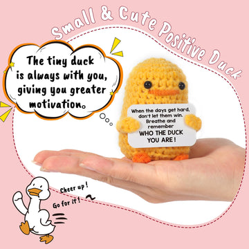 Mbl Inspirational Positive Crochet Duck - Funny Handmade Emotional Uplifting Support Mental Health Knitted Doll For Women Colleg
