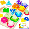 Montessori Toys for 1 2 3 Year Old Boys Girls Birthday Gifts Color Shape Sorters Wooden Stacking Toys for Toddlers 1-3 Puzzles B