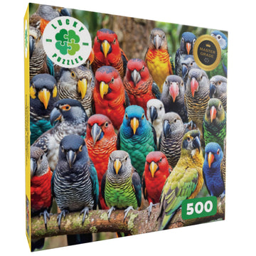 Lucky Puzzles 'Feathered Friends Fiesta' | 500 Piece Jigsaw Puzzle For Adults | Unique Bird Artwork | Best Challenging Puzzles F