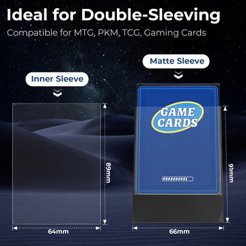 Fabmaker 1000 Pack Inner Card Sleeves enhanced Clear Perfect Fit Inner Sleeves for Double-Sleeving Protect All Your Standard MTG Card Trading Cards TCG Card Game Gard Never Tear 64x89mm