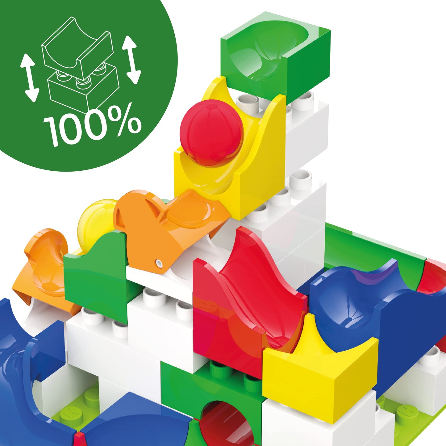 Hubelino Switch Action Set - The Original - 43 Piece Marble Run Set - Made In Germany