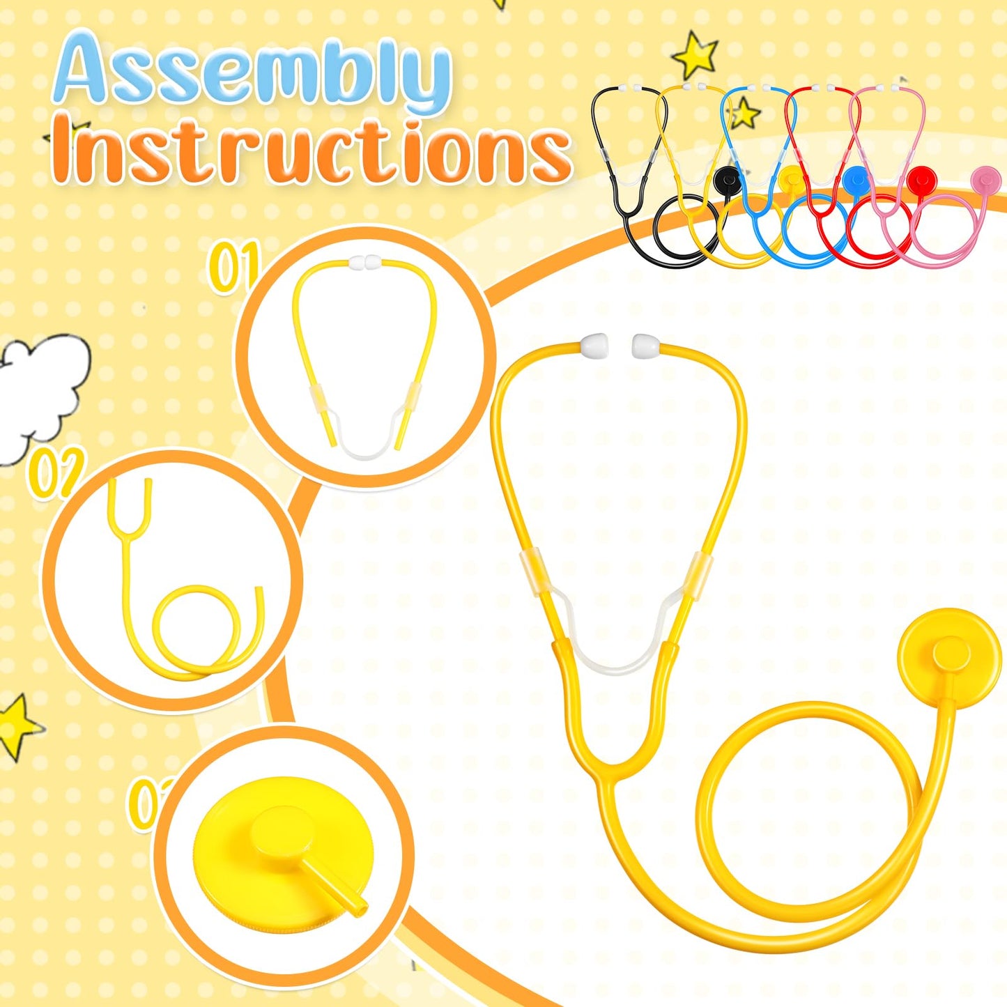 RoundFunny 10 Pack Boys Girls Kids Stethoscope Toy Disposable Plastic Stethoscope Real Working for Girls Boys Doctor Kit Role Pl