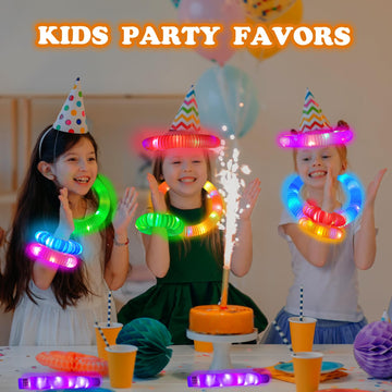 Kannove Glow Sticks Party Favor Supplies For Kids Bulk 48 Pcs, Led Light Up Pop Tubes For Toddlers, Neon Glow In Dark Bracelets