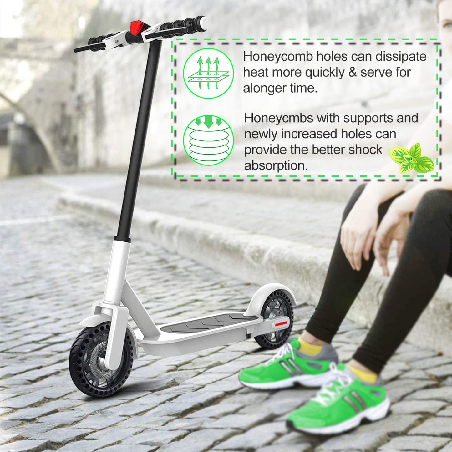 BANGTING Solid Tires for Electric Scooter - 8.5x2 inch Rubber, Black (1PCS) - Compatible with Gotrax GXL V2, Xiaomi Pro 2, M365,