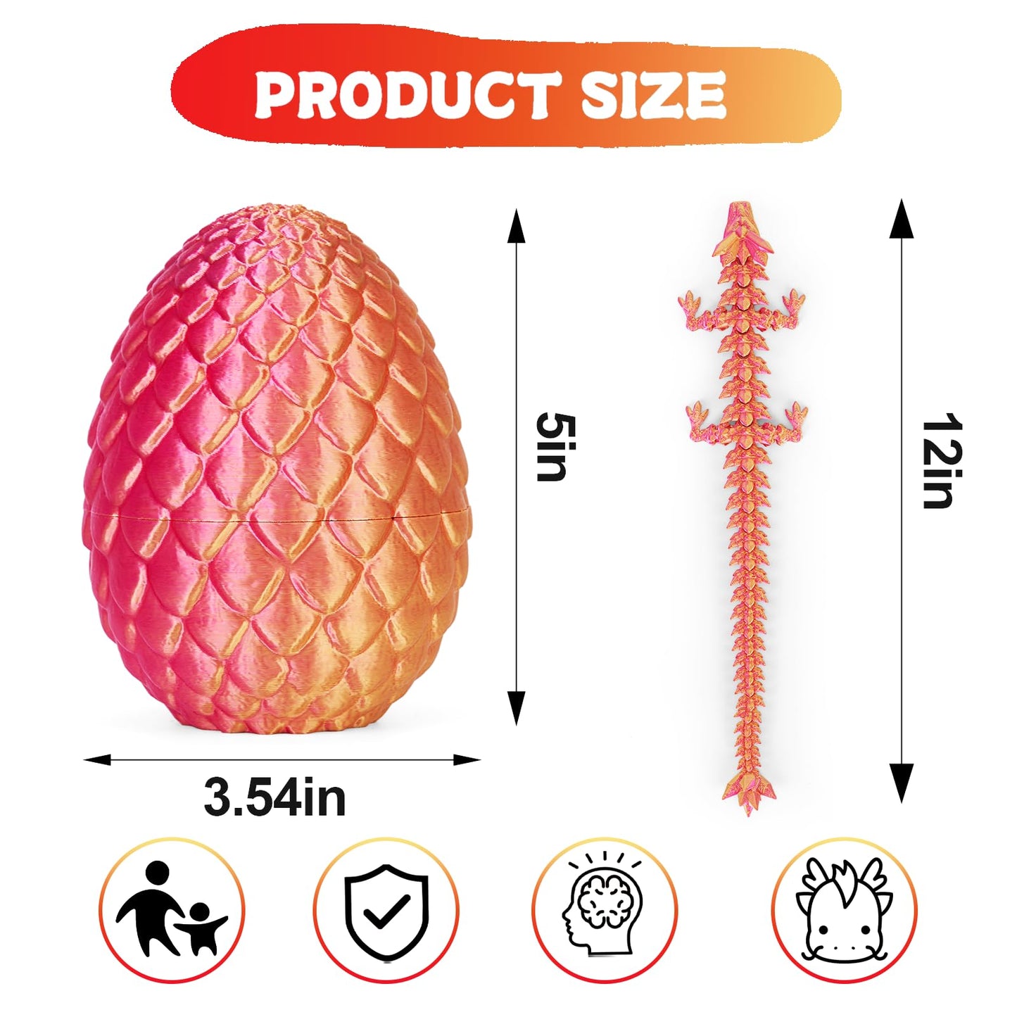 Easter Egg, 3D Printed Dragon Eggs with Dragon Inside, Articulated Dragon, Mystery Dragon Egg Fidget Toy, Surprise Easter Basket