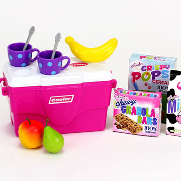 Sophias Pretend Play Food & Picnic Toy Playset for 18 inch Girl Dolls with Cooler & Tea Party Accessories, Hot Pink