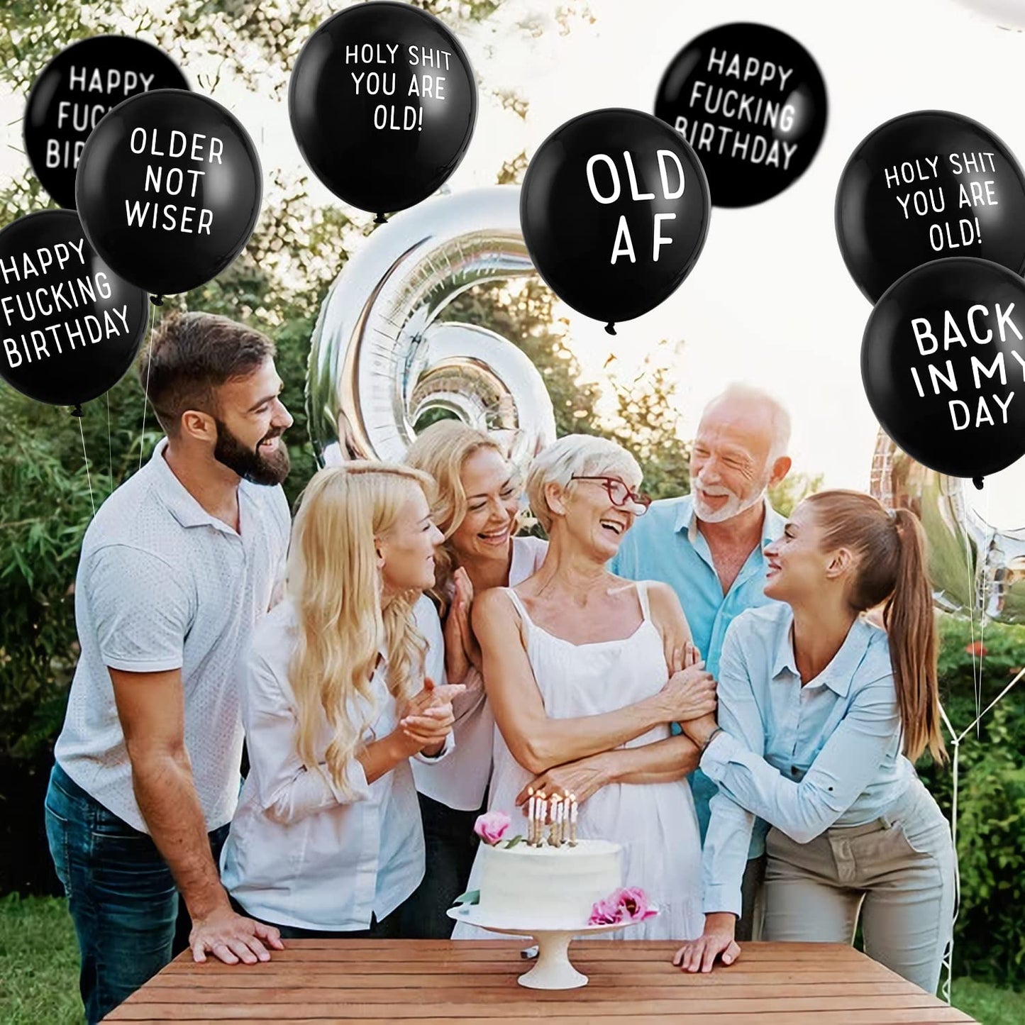 Sunbeauty 18Pcs Abusive Balloons Funny Old Age Birthday Balloons Offensive Balloons Different Phrases For Men'S Birthday Decorat