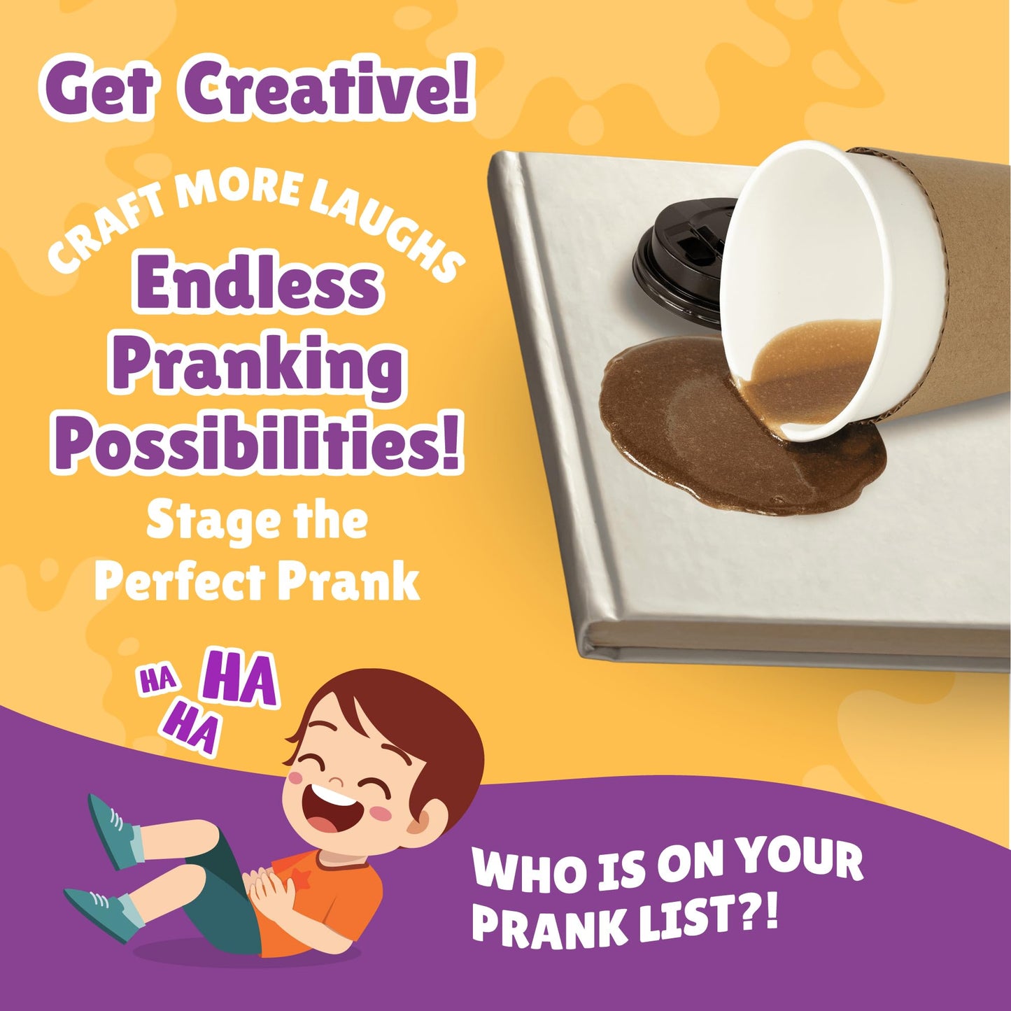 WOWMAZING WatchMePrank Coffee Cup Prank Kit | Funniest Prank Gifts for All Ages | DIY mature-themed & Kid Pranks | Joke Gift Set | Genuine Gag Gifts & Practical Jokes | Spill Powder Made in USA