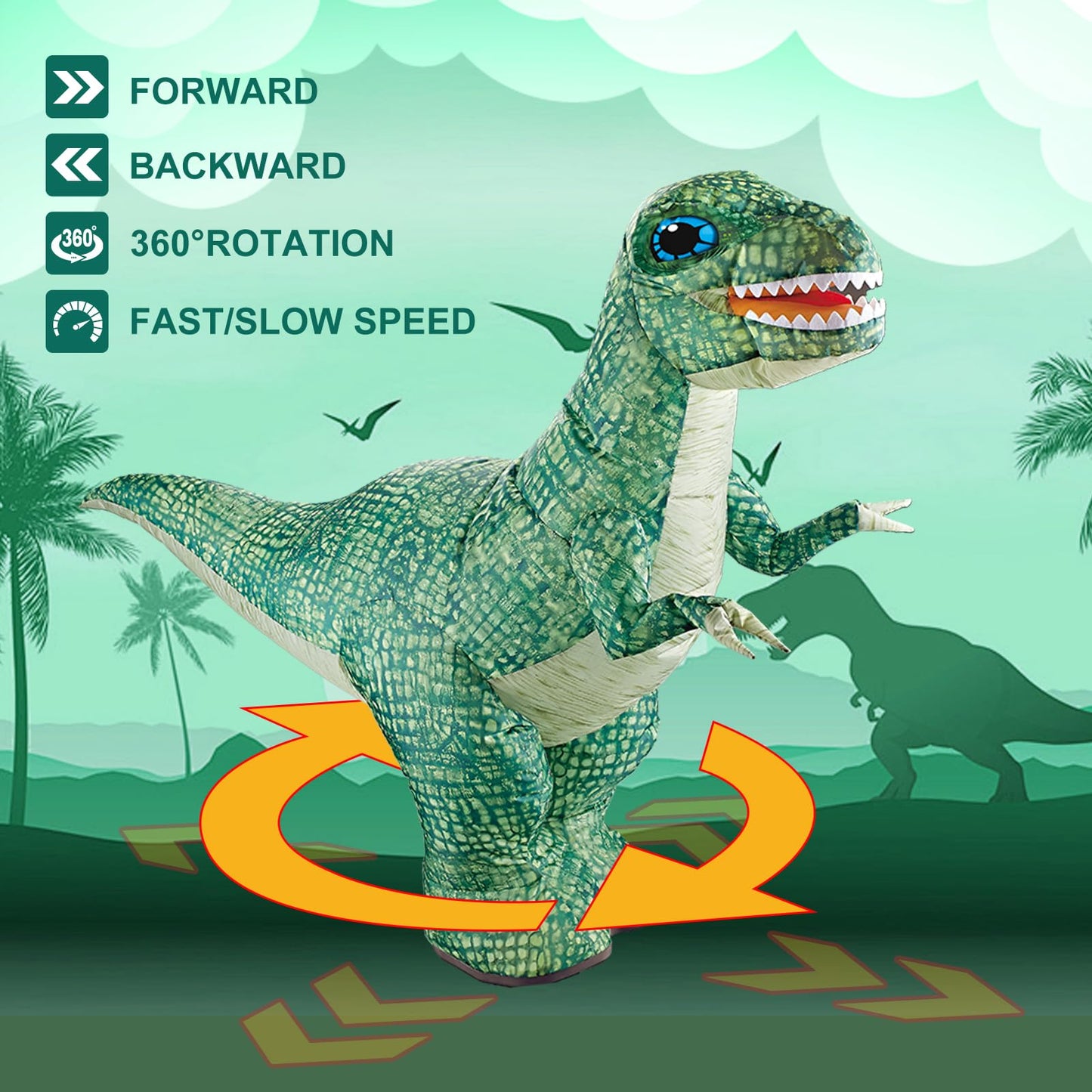 ATHLERIA Remote Control Dinosaur Toy for Kids,35.4'' Inflatable Large Dinosaur Car Toys with Re-Battery,Dinosaur Party Decoratio