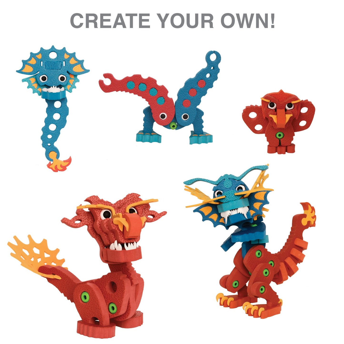 Bloco Toys Aqua & Pyro Dragons | Stem Toy | Legendary Mythical Creatures | Diy Building Construction Set (235 Pieces)