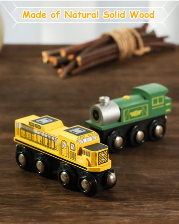 Sainsmart Jr. Wooden Train Set Accessories, Magnetic Toy Car Set (10 Pcs), Compatible With All Major Brands, Gift For Toddlers, Boys, And Girls Aged 3+