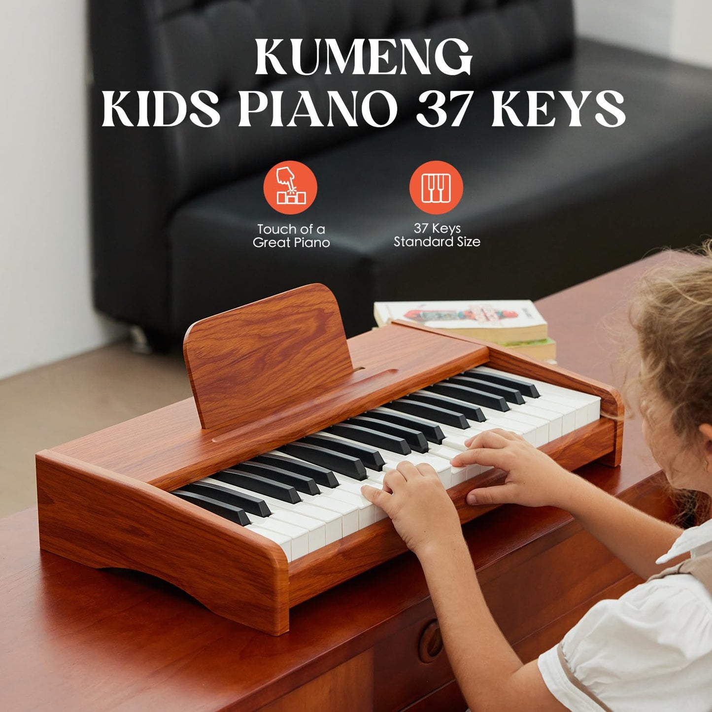 Kids Piano Keyboard, 37 Keys Digital Piano For Children, Toddler Music Educational Instrument Toy Wood Piano For 3+ Girls And Bo