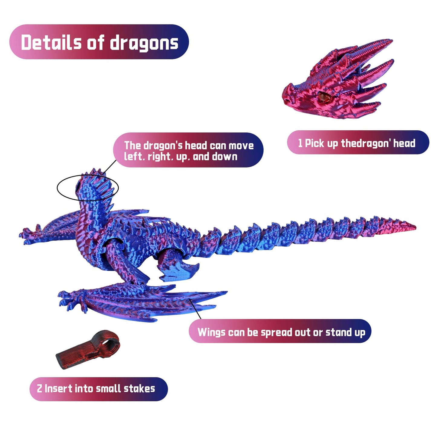 Jefuzh 3D Printed Dragon,Flying Mystery Egg Articulated Dragon,3D Printed Crystal Dragon With Wings,3D Dragon Eggs With Dragon I