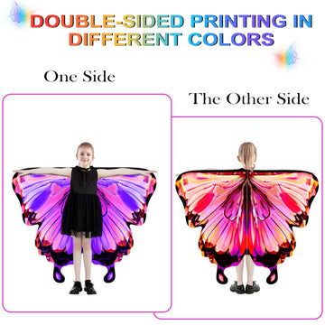 LYL. Ling Halloween Costumes for Kids Double-Sided Butterfly Wings Butterfly Costume for Girls 3PCS Fairy Wings Set.