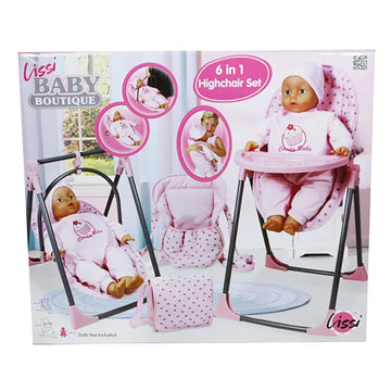 Lissi Baby Doll 6-in-1 Convertible Highchair Play Set, Small, Multi, Plastic, Model 61100N