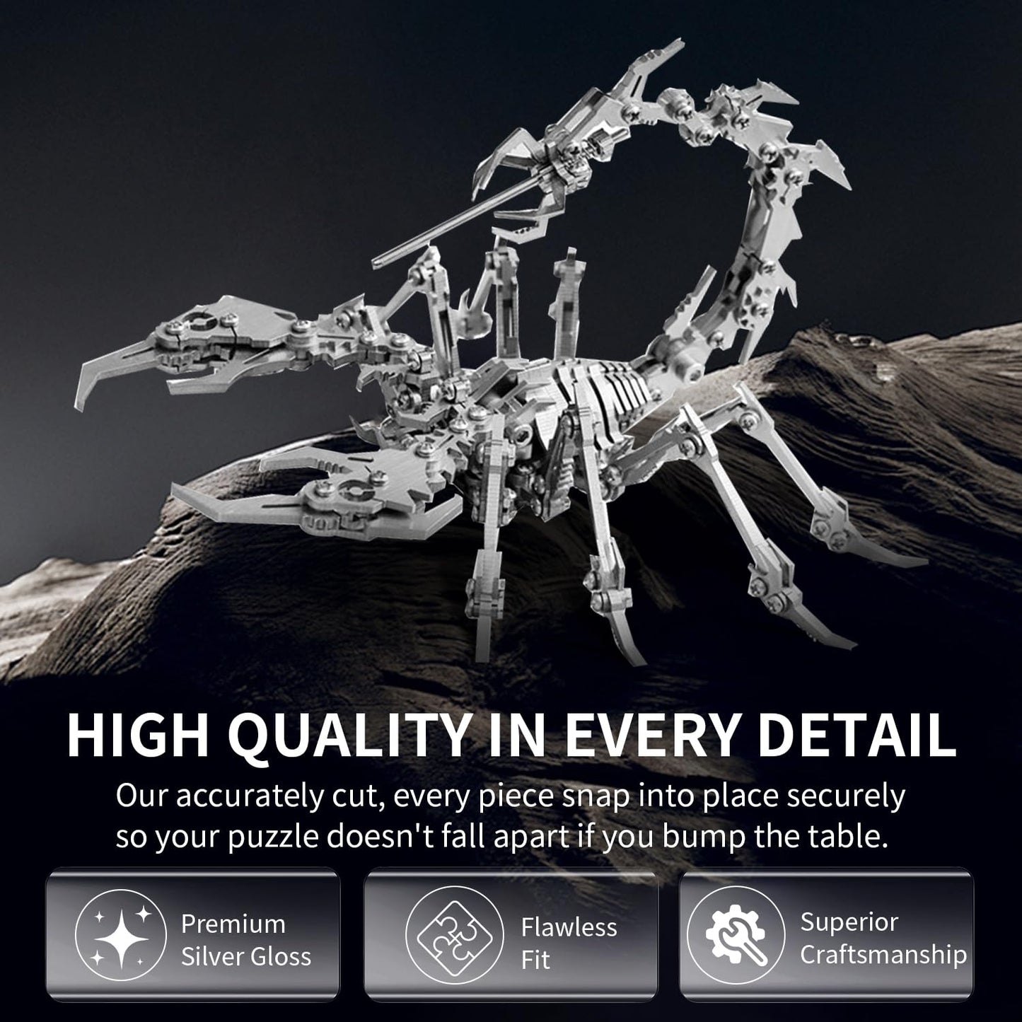 Oworld 3D Metal Model Kits, Mechanical 3D Metal Puzzles For Adults, Steel Warcraft Collection Diy Animal Brain Teasers Simple 3D