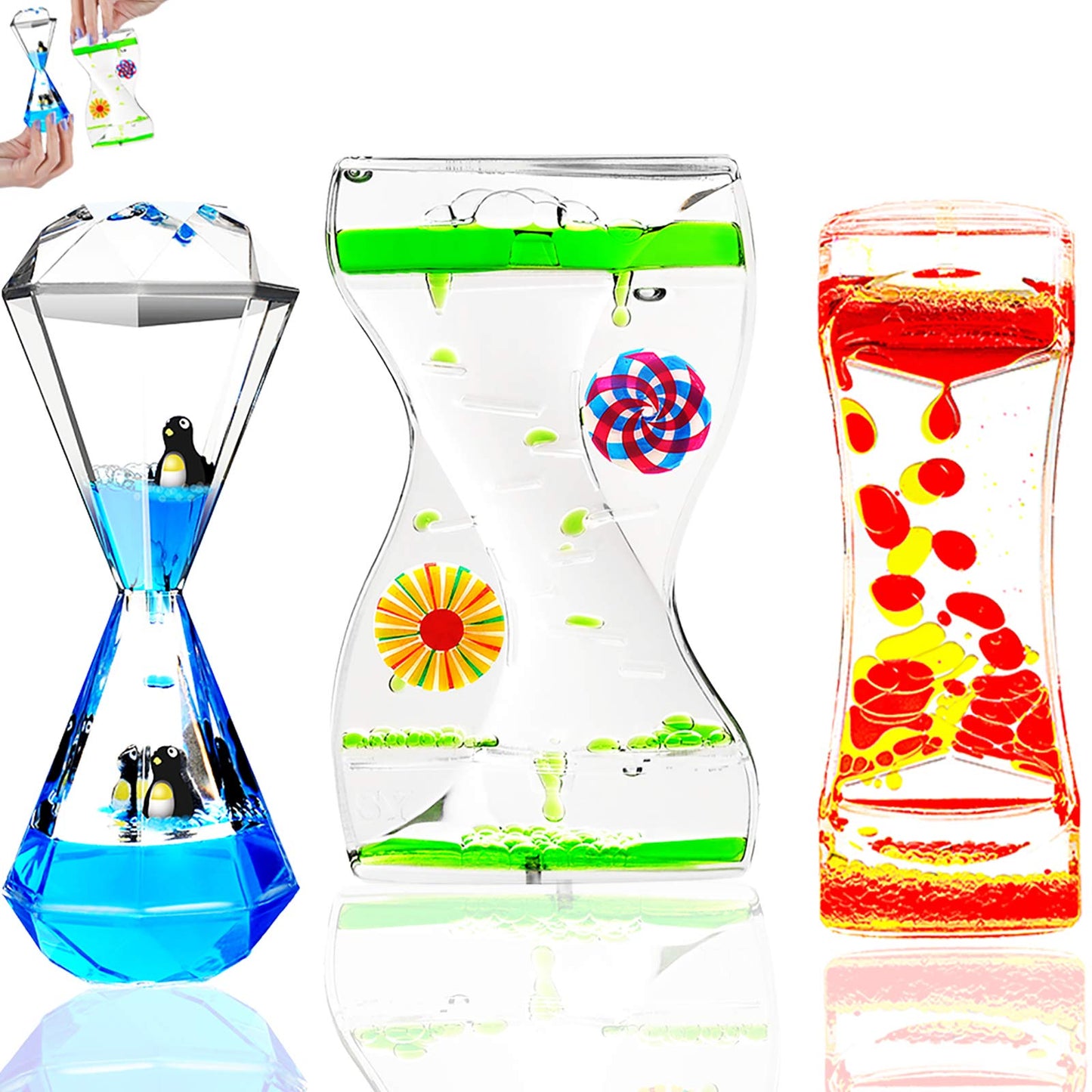 Tktm 3 Types Liquid Motion Bubbler Liquid Timers For Kids Sensory Fidget Toys Small Calming Toys Autism Toy