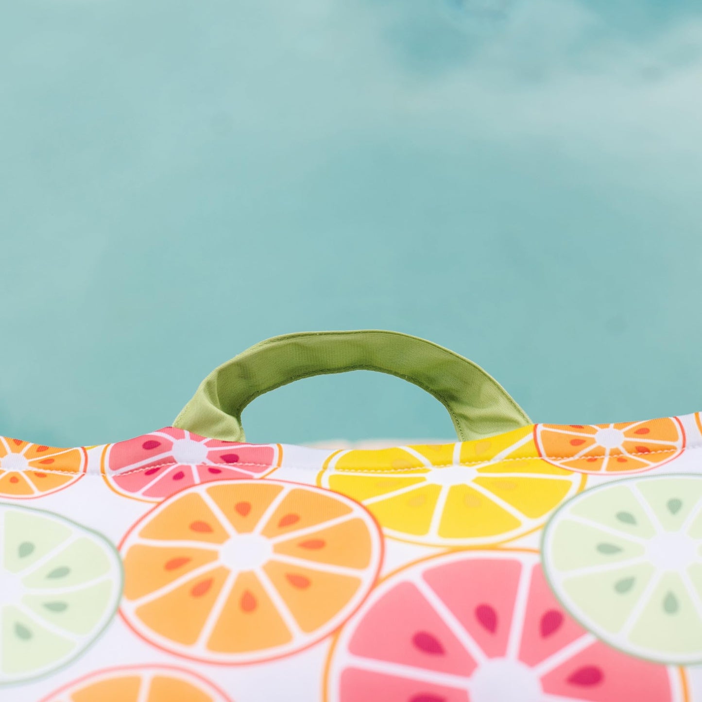 Big Joe Lagoon Lounger No Inflation Needed Pool Float, Citrus Burst, Double Sided Mesh, 5Ft Giant