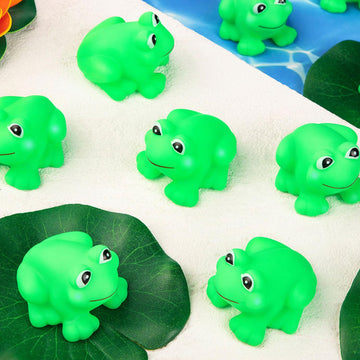 Mgztthw 18 Pcs Rubber Frogs For Kids, Cute Floating Squeaky Frog Bath Toy Mini Plastic Frogs For Cake Decoration Classroom Carni
