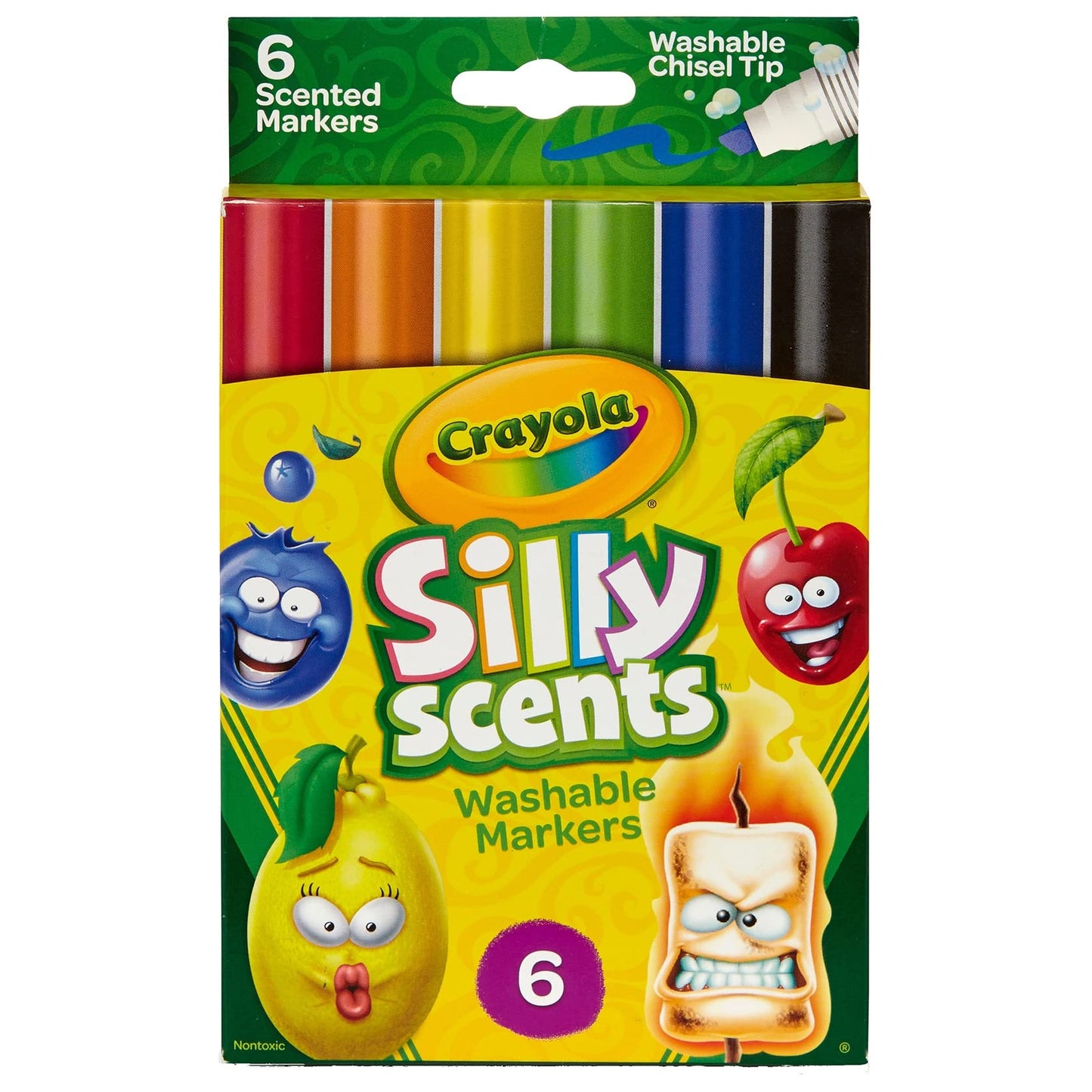 Crayola Silly Scents Scented Markers, Washable, 6Count