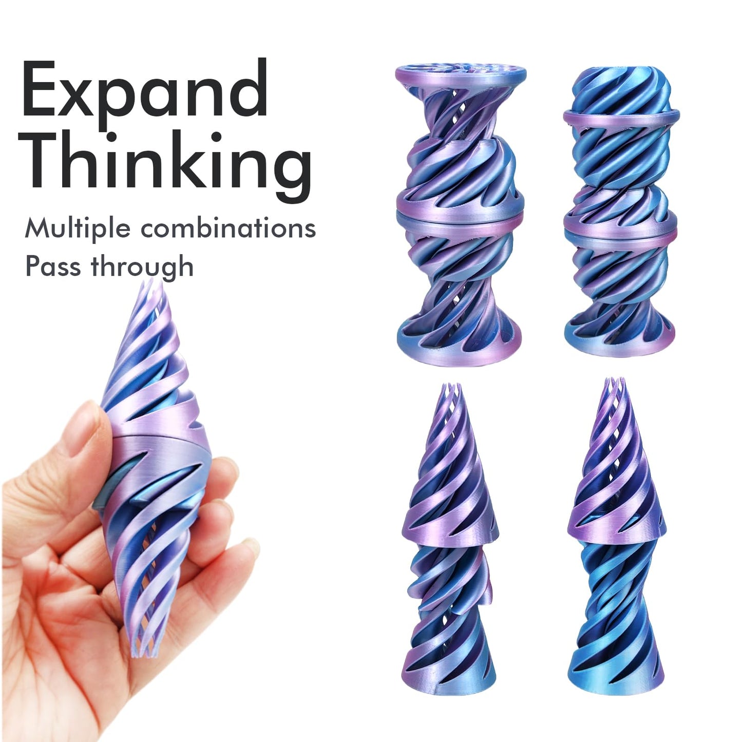 Qouxz 3D Printed Impossible Pyramid Passthrough Sculpture, Cone Fidget Toy, Impossible Cylinder Anxiety Relief Toy, Magic Imposs