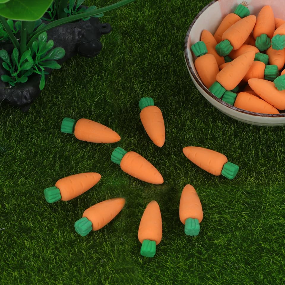 Realistic Carrot Shaped Erasers Set: 30 Pieces of Vegetable Rubber Erasers for Kids, Ideal for Fun Classroom and Party Favors