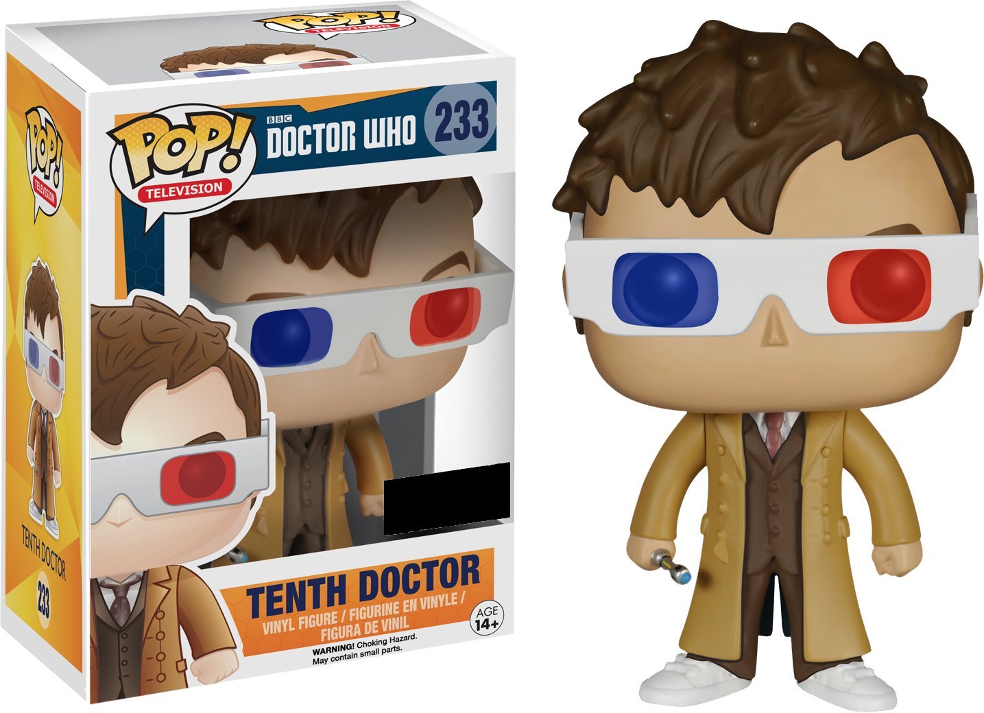 Funko Pop Television: Tenth Doctor With 3D Glasses Collectible Figure, Multicolor