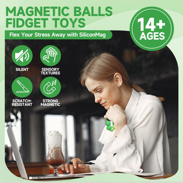 Magnetic Balls Fidget Toys For Adults&Teens, 4Pcs Large Attraction Textures Sensory Balls With Silicone Shell For For Adults,Sil
