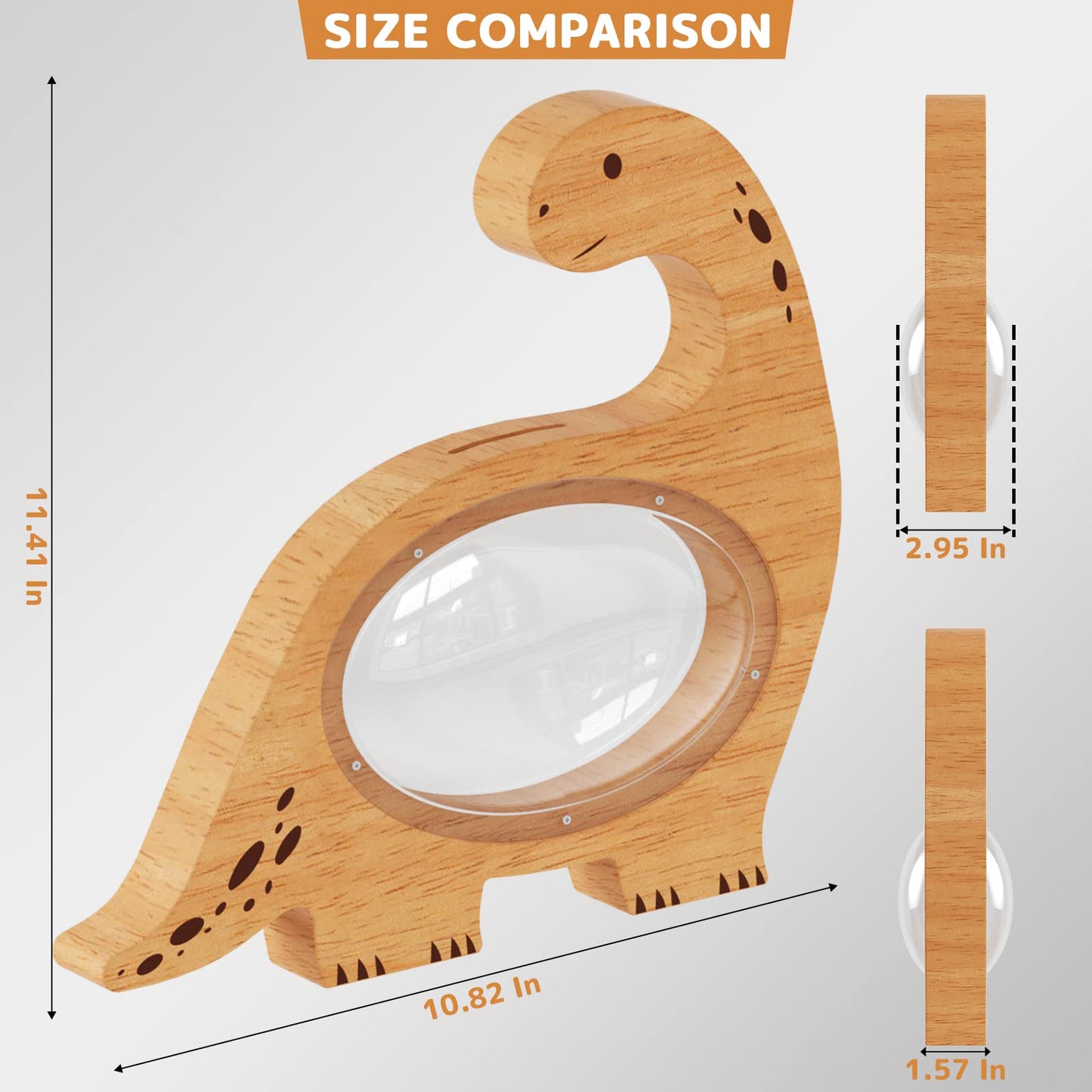Wooden Clear Dinosaurs Piggy Bank For Boys Girls Kids, Large Unbreakable Wood Money Bank, Cute Coin Bank Creative Saving Bank Fo