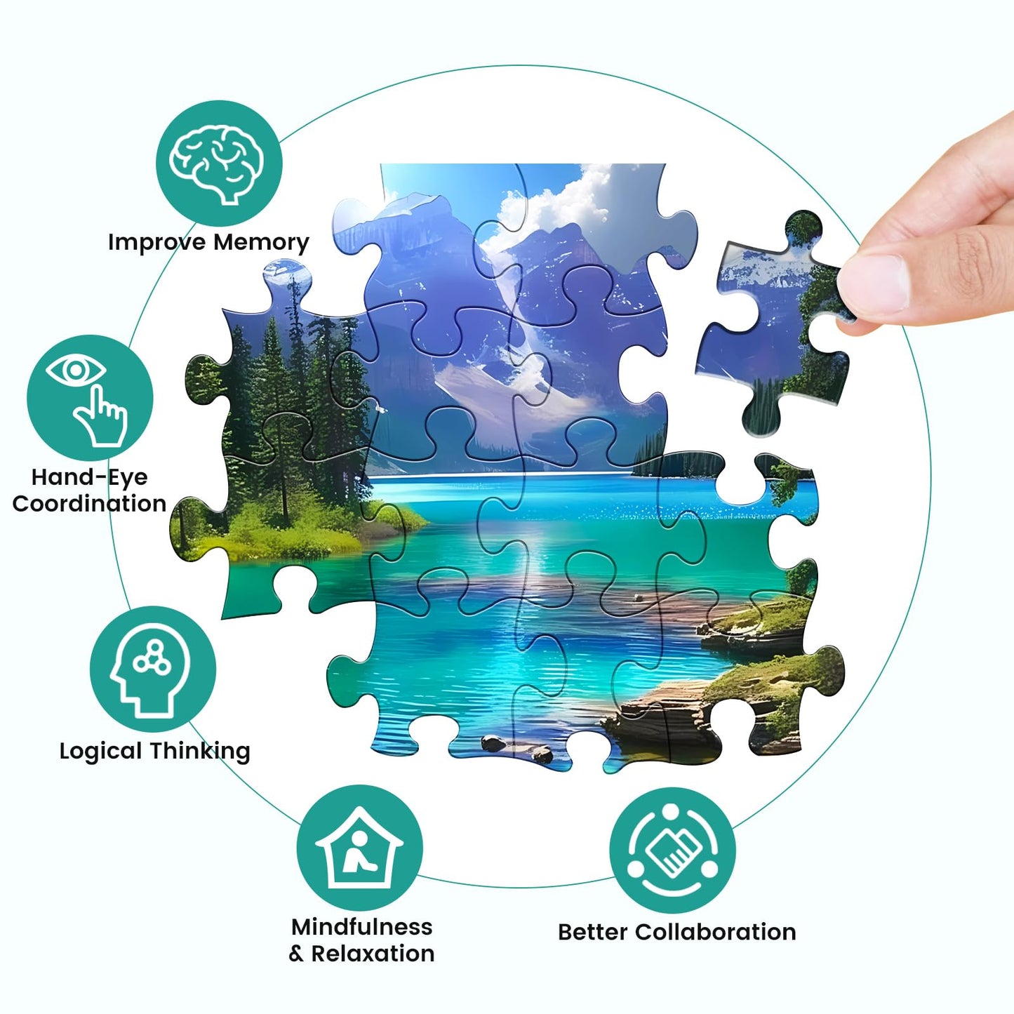 500 Pieces Puzzles for mature-themed Jigsaw Puzzle 500 Piece Puzzle Children Elderly Puzzle Mountain Forest Lake Puzzle Gift for Mom Dad Family Friend Family Activity Games Home Decor Wall Art 20.5x15IN