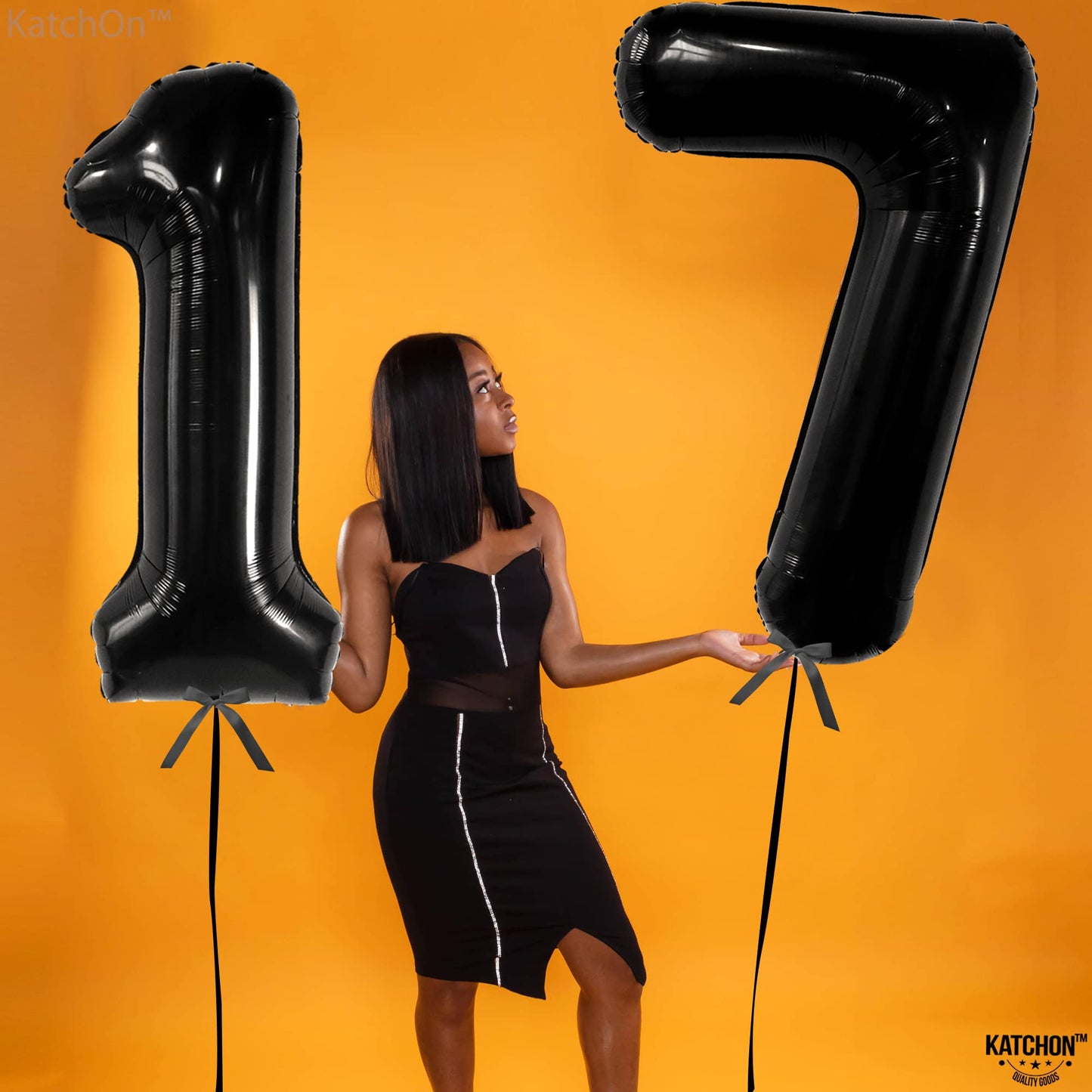Katchon, Giant Black 17 Balloon Numbers - 40 Inch | Happy 17Th Birthday Decorations, 17 Birthday Balloons | Number 17 Balloons For Happy Birthday Decorations | 17 Number Balloons