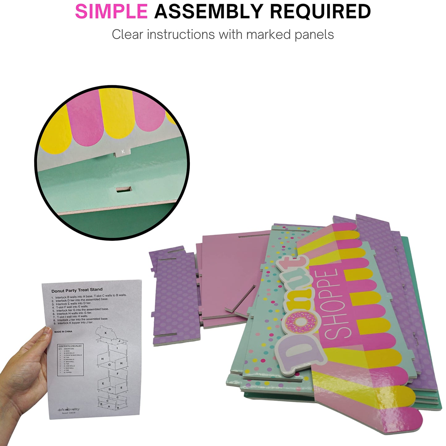 4Es Novelty Donut Stand for Donut Birthday Party Supplies & Decorations, Cupcake Stand Dessert Table Centerpiece