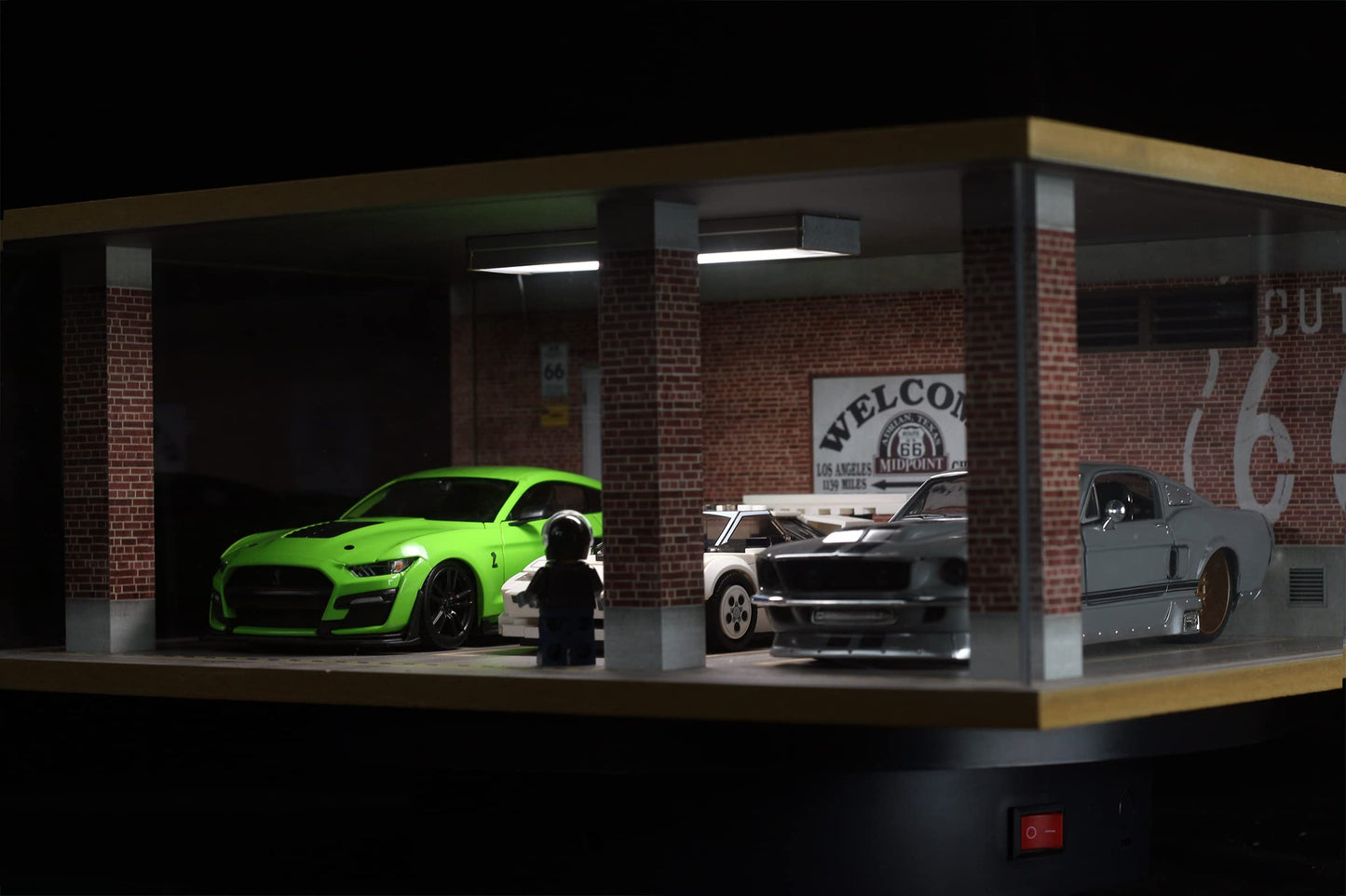 Display Case For Cars With Acylic Cover And Led Lighting For 1/24 Scale Diecast Car, Lego Cars Speed Champions 76908 76907 76901
