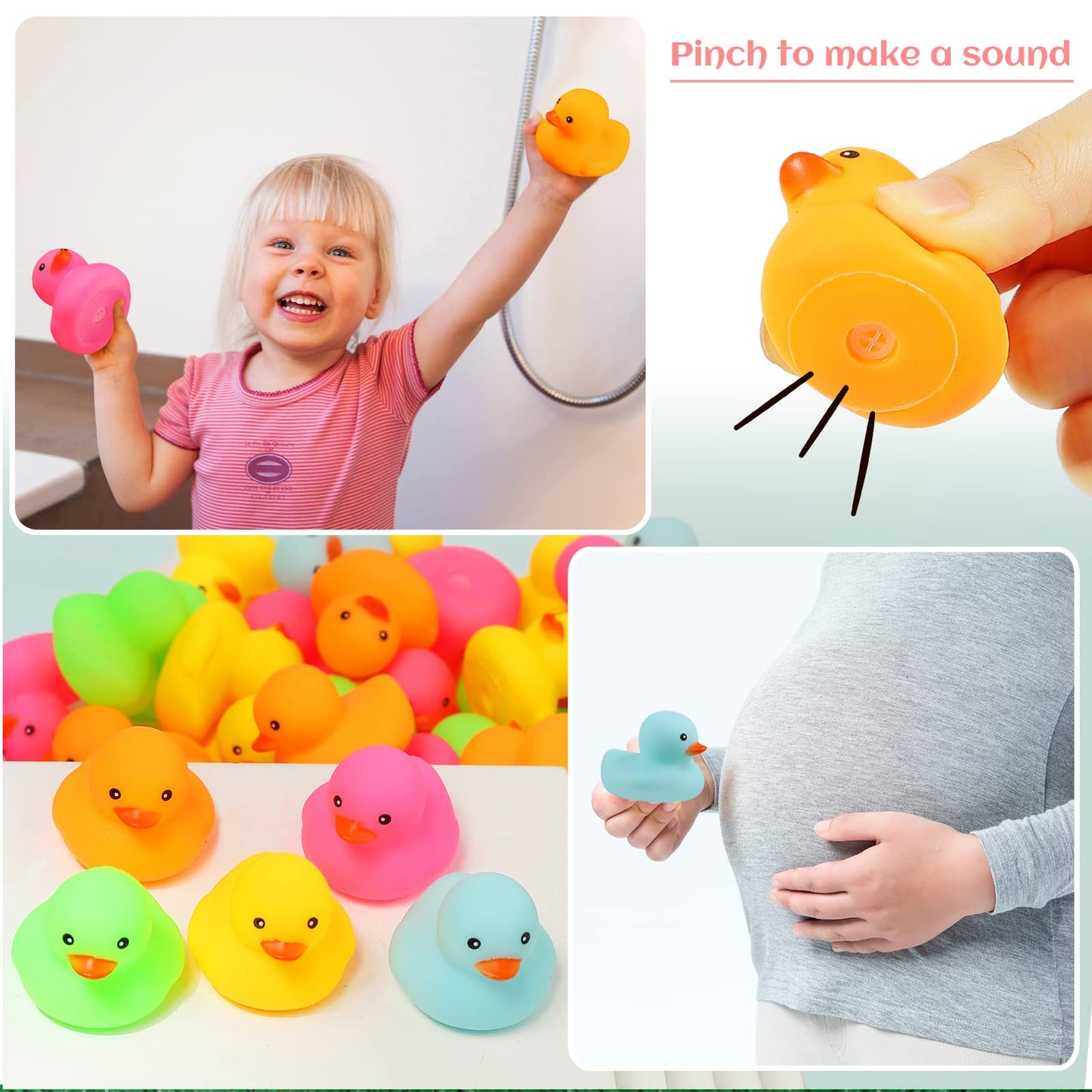 100 Pack Multicolor Mini Rubber Duck Bath Toy Colored Little Ducks