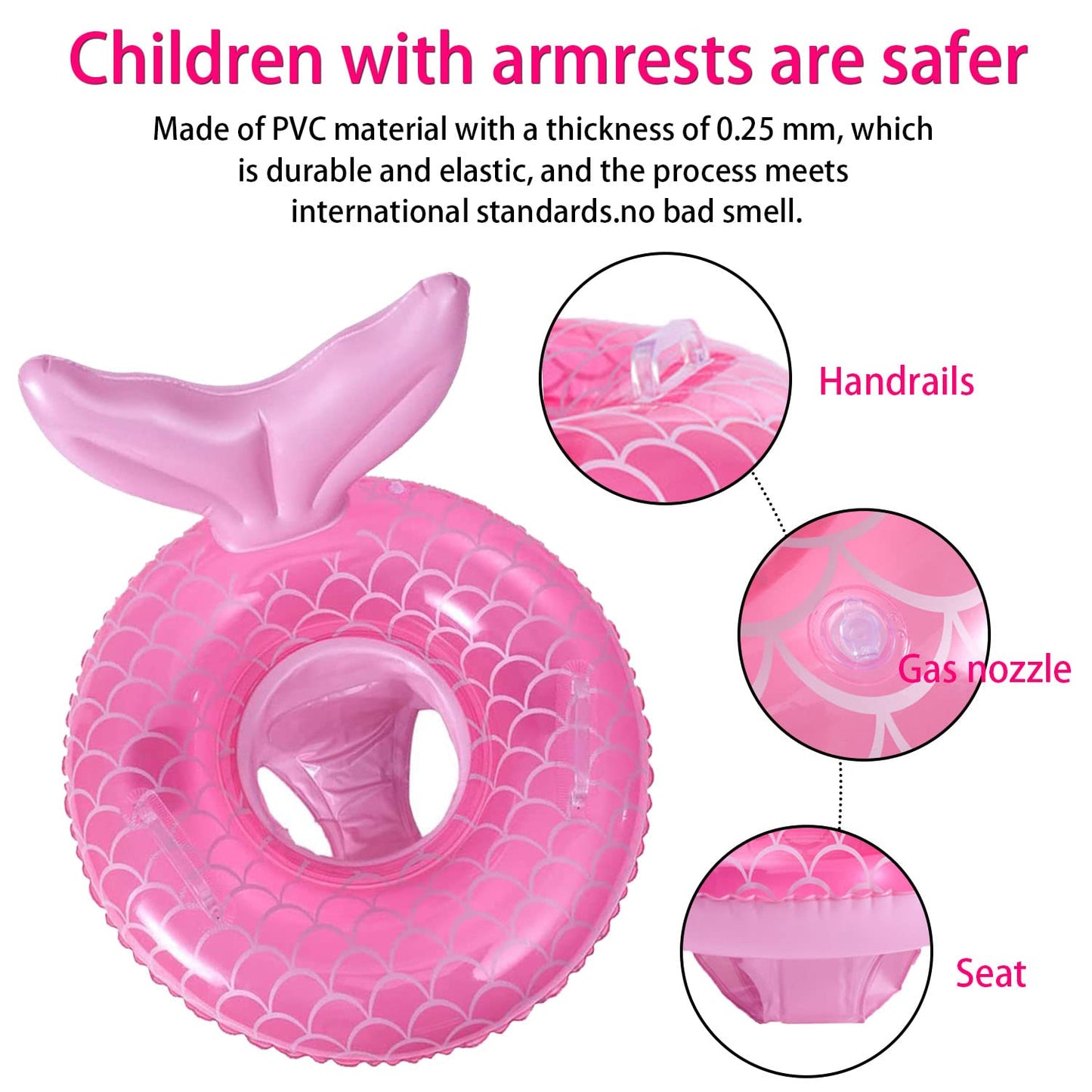 Zeyglxc 2023 New Mermaid Baby Swimming Pool Floats 6-48 Months,Inflatable Pool Swim Ring With Seat And Handle For Babies Toddler
