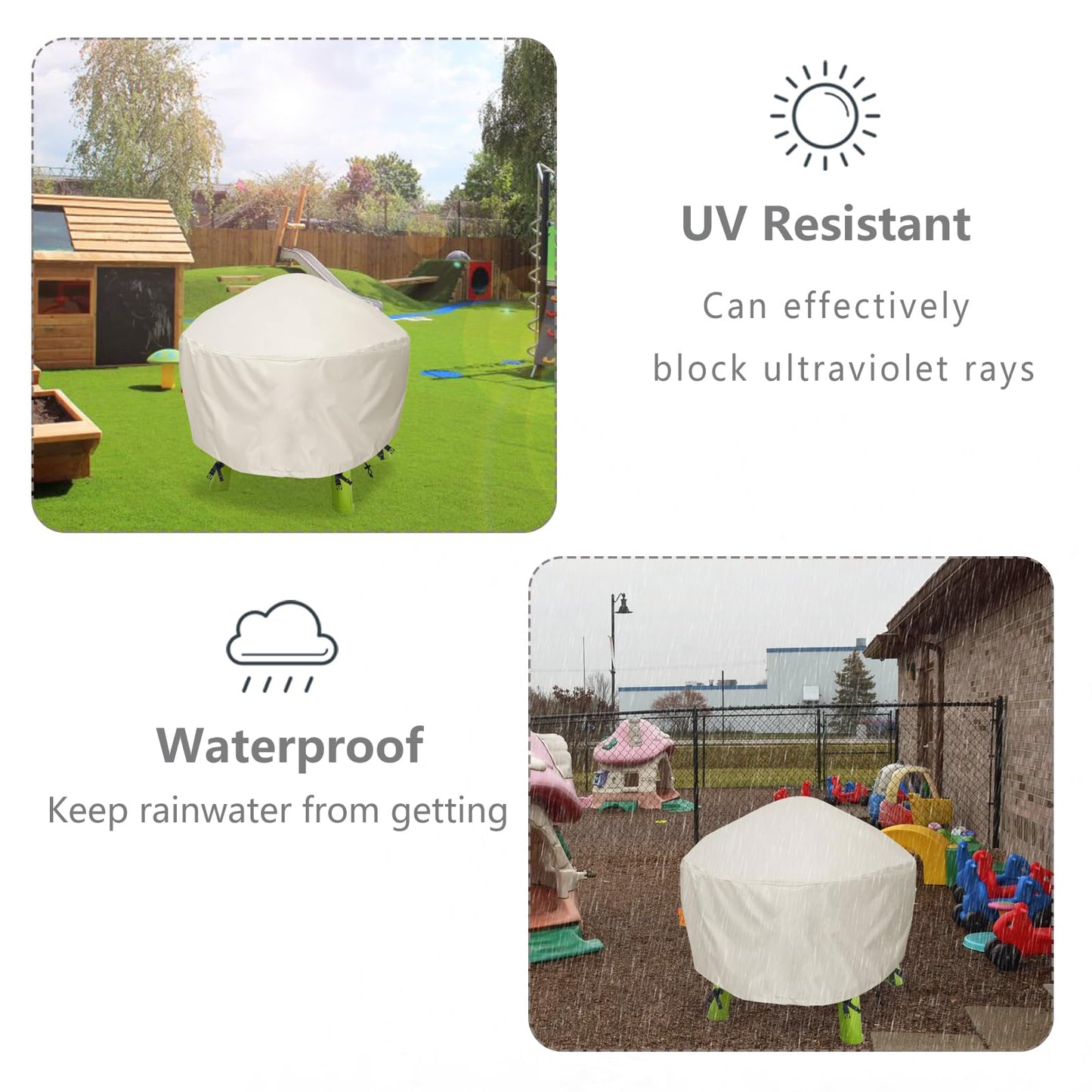 Kids Water Table Cover Waterpark Play Table Cover Sand Water Table Cover Outdoor Toys Cover 34X34X18 Inch-(Cover Only)-Beig