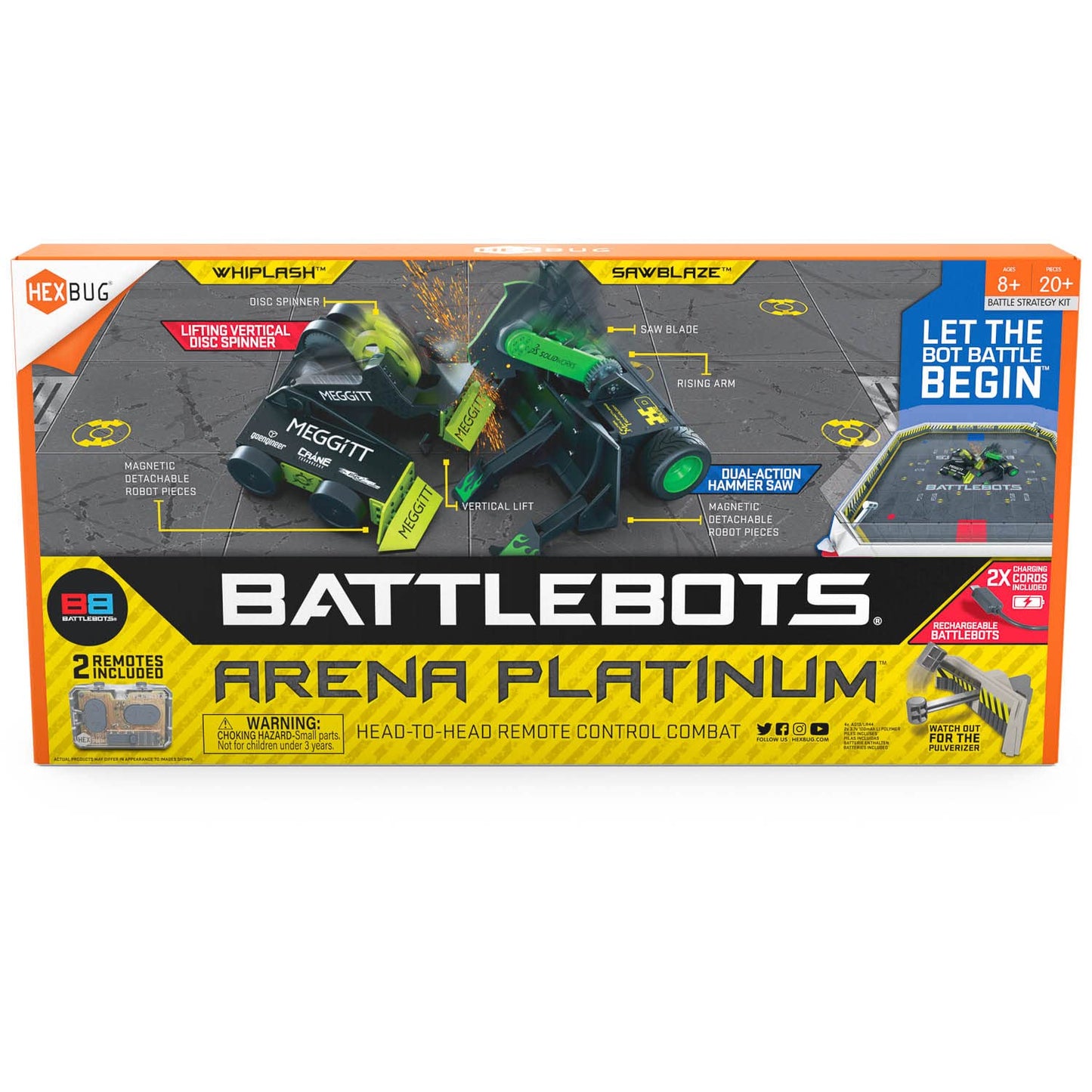 HEXBUG BattleBots Arena Platinum - Remote Control Robot Toy for Kids, Ages 8+, Multiplayer Fun, Medium Size, Perfect for Boys & Girls