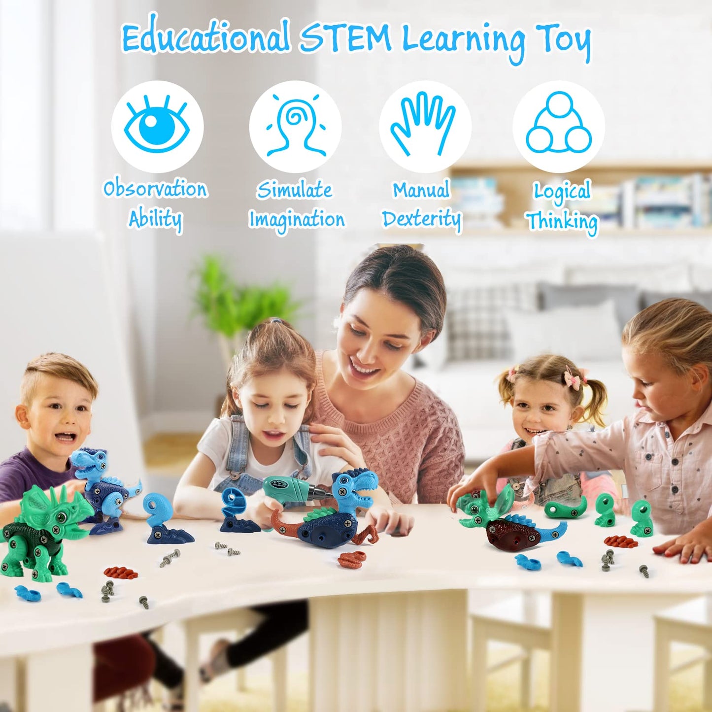 Kids Toys Stem Dinosaur Toy: Take Apart Dinosaur Toys for kids 3-5| Learning Educational Building construction Sets with Electri