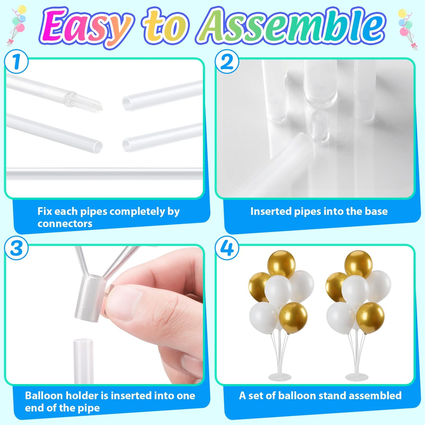 Balloon Stand Kit 4 Sets Balloon Arch Stand With Base And Balloon Sticks For Table Graduation Wedding Birthday Baby Shower Gende