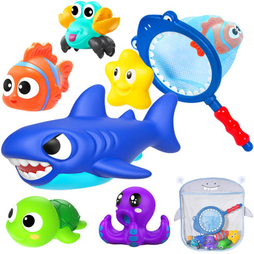 Gzhfmus No Hole Mold Free Baby Bath Toys For Kids Ages 1-3,Water Toys For Babies And Toddlers,Ocean Animal Bath Toys For Bathtub,Shower,Beach, Pool,Water Table,Boys Girls Gifts With Storage Bag