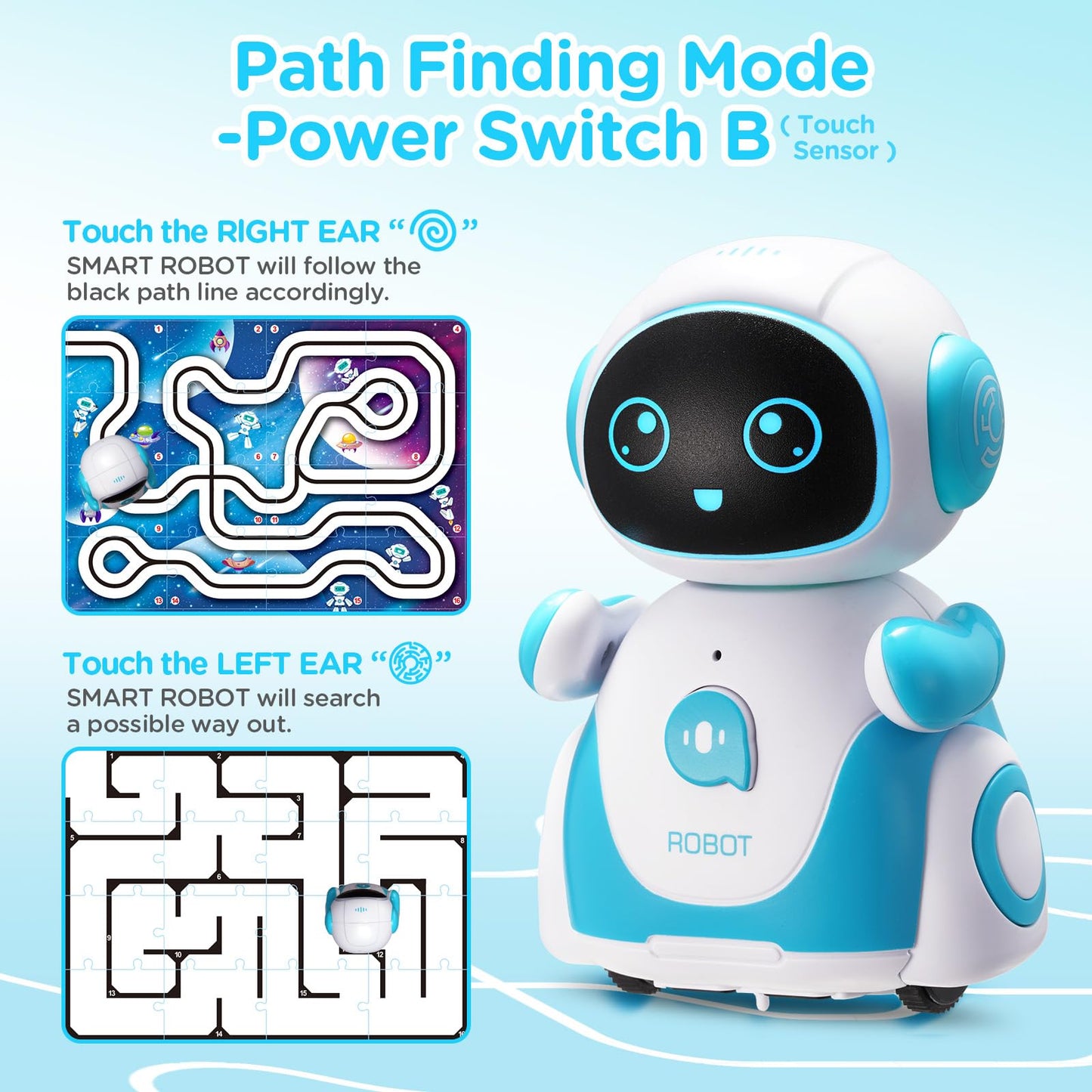 HAIOUMM Robot Toys for Boys, Rechargeable Smart Robots for Kid, Intelligent Robot with Touch Sensor, Dancing, Recording, Path Fi