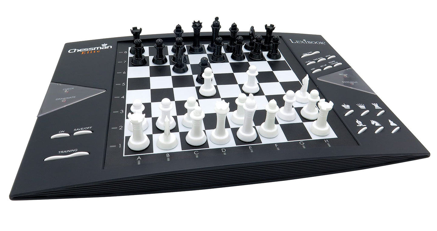 Lexibook Chessman® Elite Interactive Electronic Chess Game +, 64 Levels Of Difficulty, Leds, Family Child Board Game, Black/White, Cg1300Us