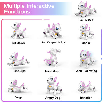 Supireo Remote Control Robot Dog Toy, Rc Dog Programmable Smart Interactive Robotic Pets, Rc Stunt Robot Toys Dog Imitates Anima