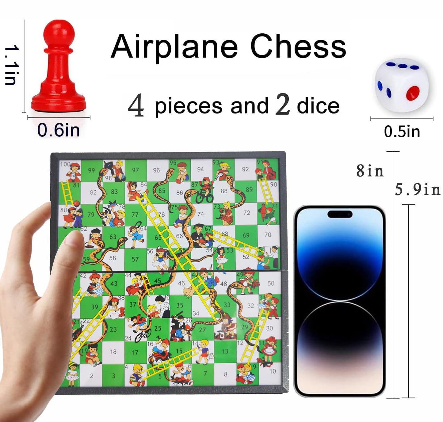 Kidami Magnetic Snakes And Ladders Board Game Set, Folding Portable Design And Light-Weight, Travel Game Set Gift For Kids And Adults