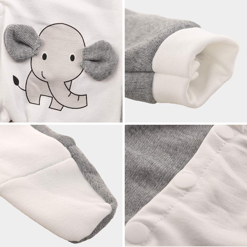 Miunana 13-15 Inch Baby Doll Clothes Elephant Jumpsuit Outfit 1Pcs For New One Year Old 15 Inch Small Baby Doll Clothes Grey And White Doll Pajamas Clothes