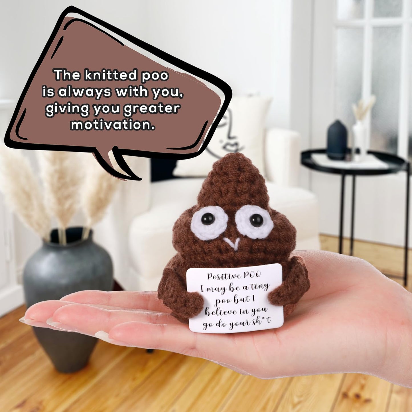 Mini Funny Positive Crochet Poo, 3In Interesting Handmade Knitted Wool Incentive Poo Doll Creative Cute Inspirational Poo Toy Fo