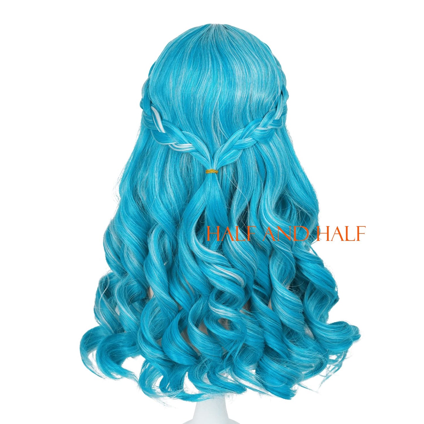Long Curly Blue Wig For Kids With Rhinestones & Wig Cap, Blue Gradient Wave Wigs Toddler Child Synthetic Fiber Hair Blue Wigs Fo
