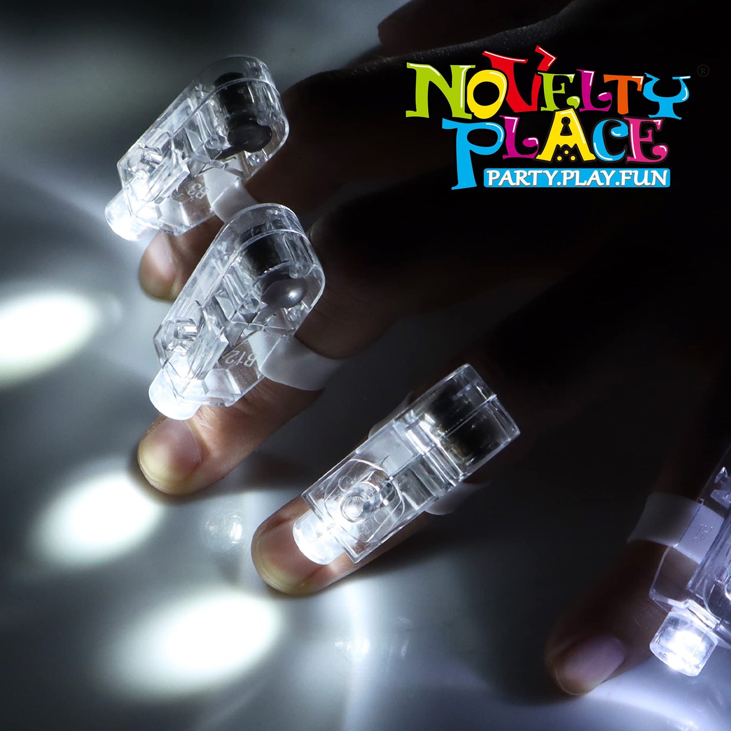 Novelty Place Led Party Finger Lights - Led Finger Flashlight For Kids And Adults - Light Up Finger Ring Toys For Halloween Party, Raves, Concert Shows (40Pcs, White)